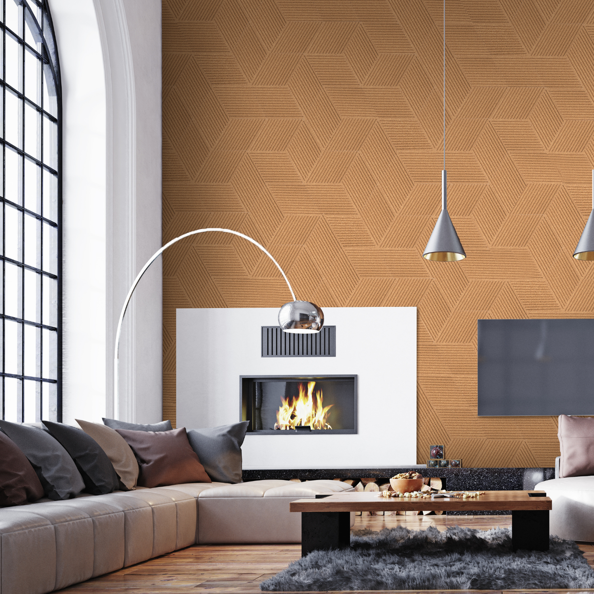 Stripe Rhombus - 12 Cork Tiles Box