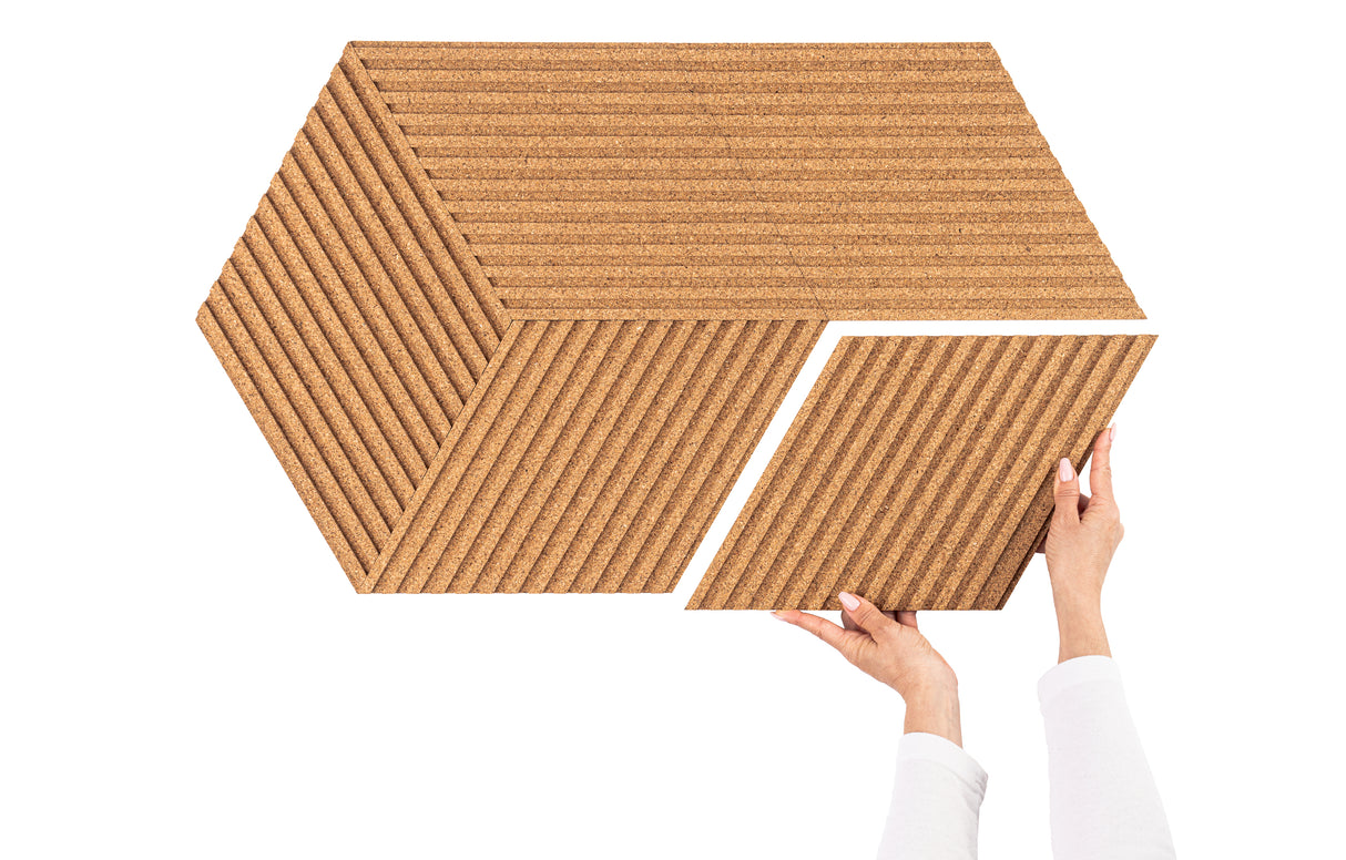 Stripe Rhombus Cork Tiles - 6 Tiles Box