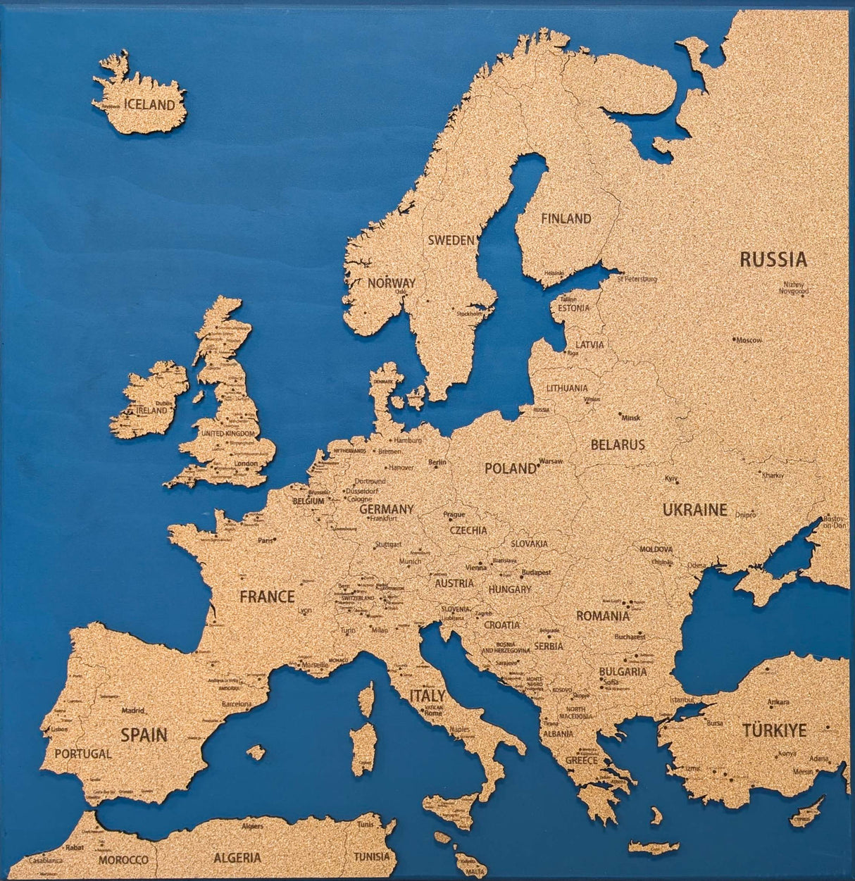 Europe 3D Cork Push Pin Map | Labelled | 36" x 36"-1
