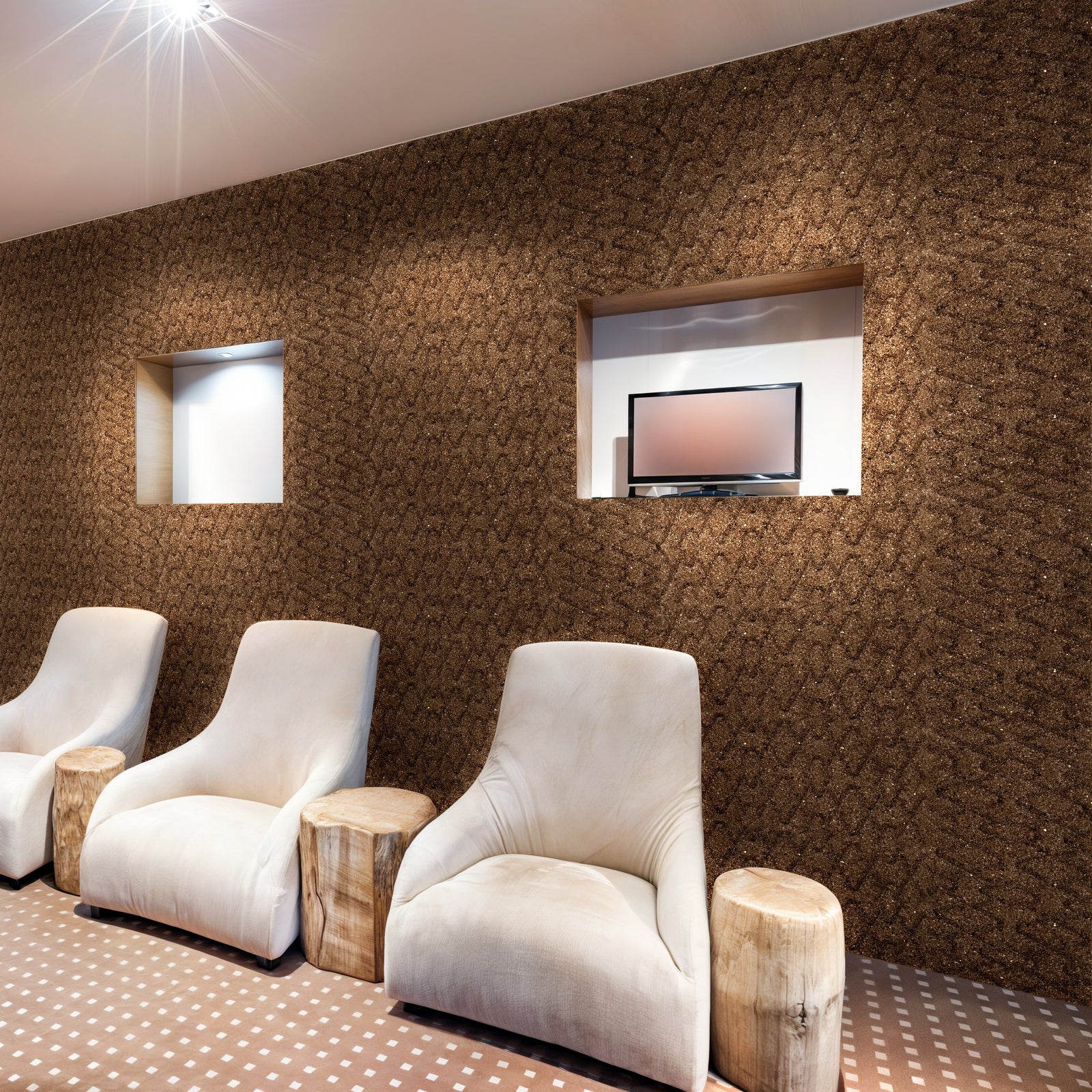 Rumba 3D Cork Wall Tiles: Natural Black Panels for Living Rooms
