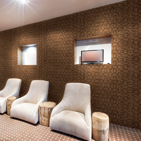 Rumba 3D Cork Wall Tiles: Natural Black Panels for Living Rooms