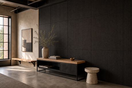 Industrial Chic: Matte-Black Cork Walls for Warm, Quiet Lofts