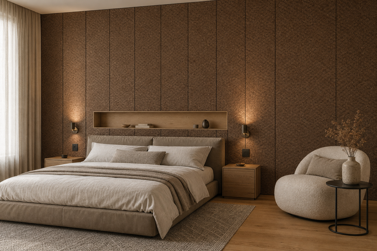 Serene Bedroom Wall Panels: Warmth, Texture, and Quiet