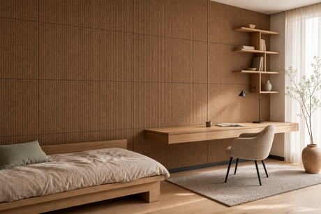Calm Bedroom Wall Cladding Ideas with Natural Cork
