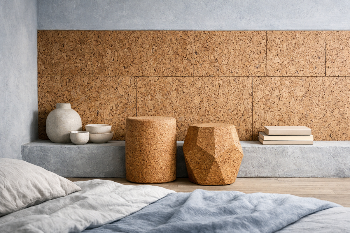 Cork Furniture Design: Sculptural Stools for Modern Spaces