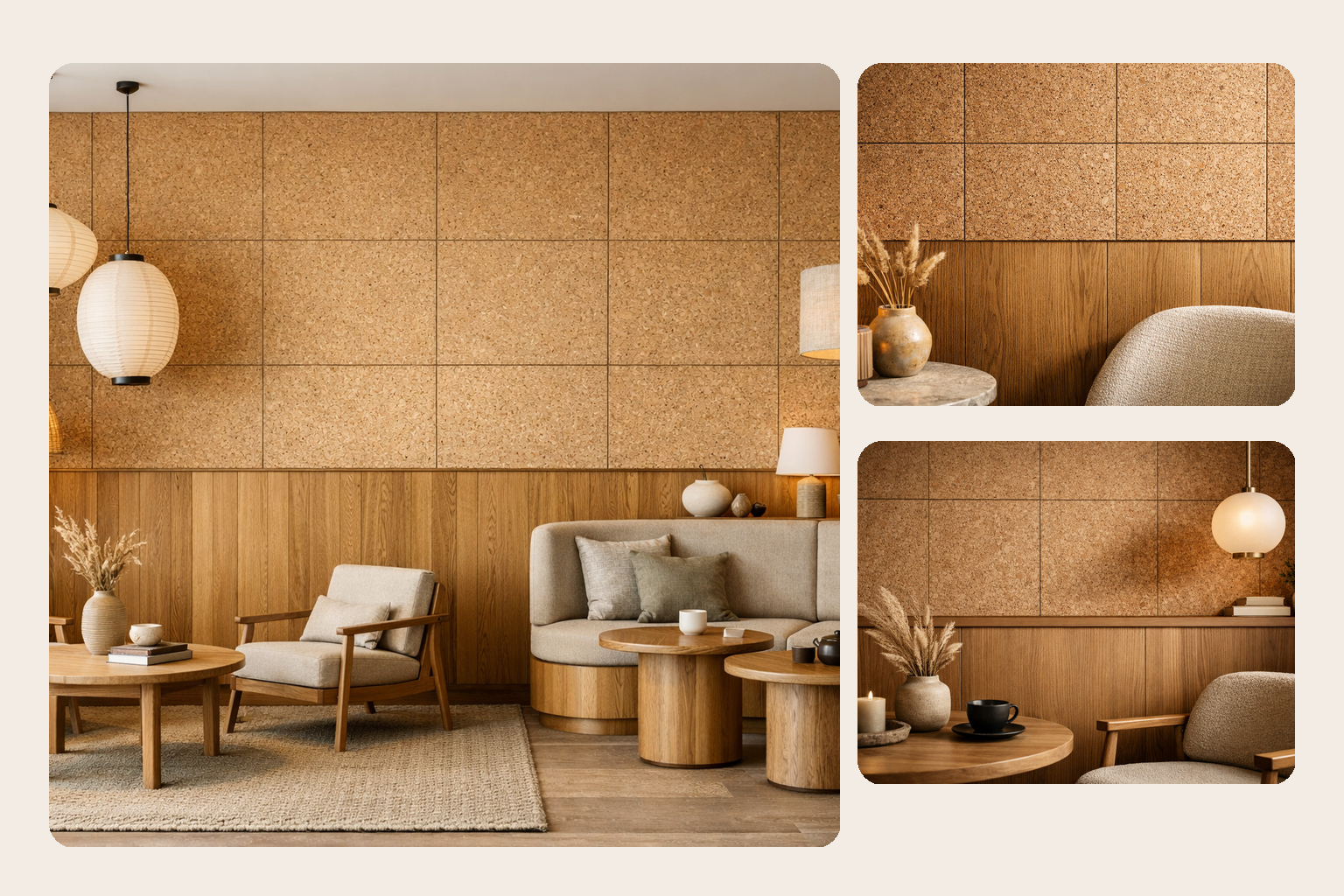 Wood On Bottom Half Of Wall: Cork Above for Calm Contrast