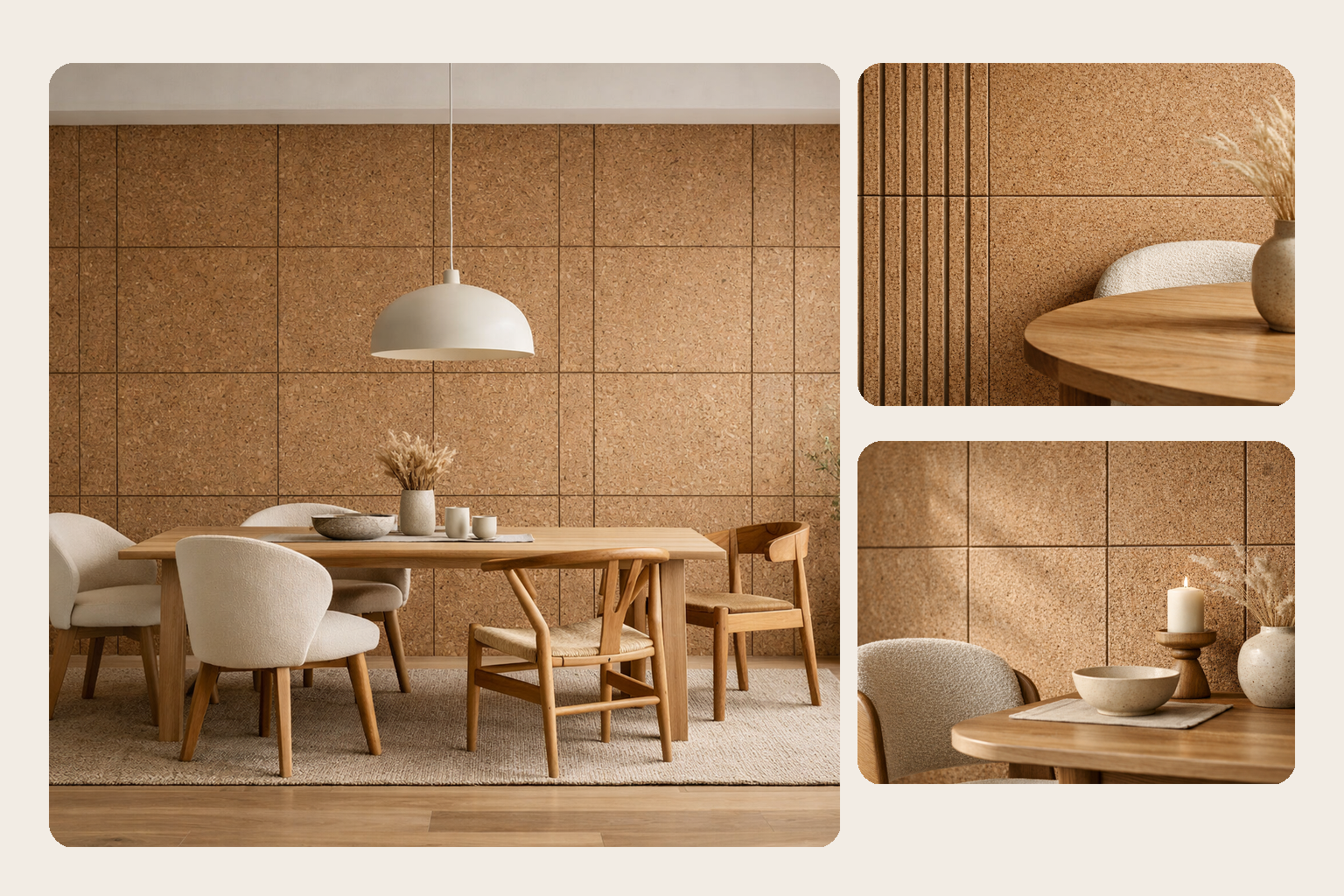 Cork Wall Strips: 8 Linear Ideas for Warm Minimal Rooms