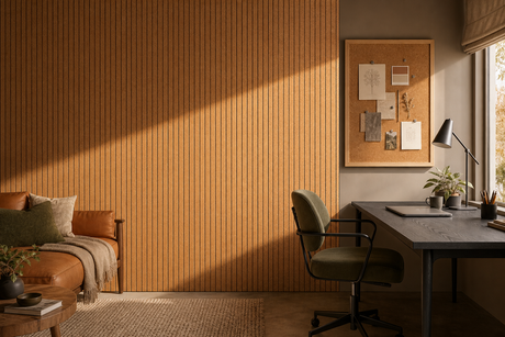 Pin-Friendly Cork Walls for a Calm, Creative Home Office