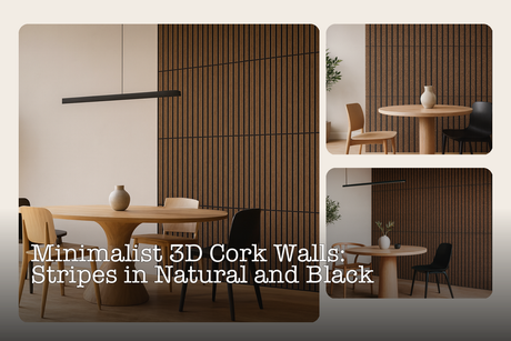 Minimalist 3D Cork Walls: Stripes in Natural and Black