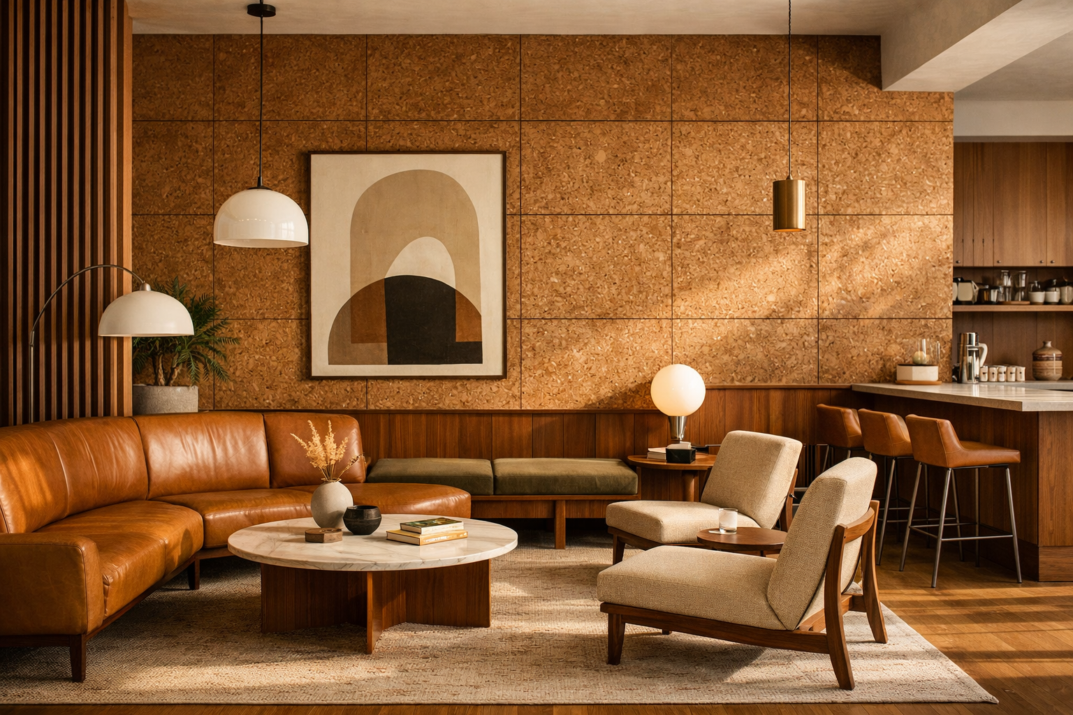 Cork Accent Walls for Mid‑Century Modern Rooms