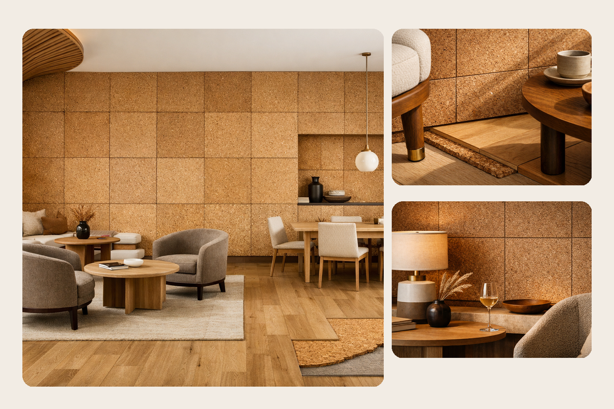 A Quiet Home Starts Underfoot: Cork Underlayment + Cork Walls