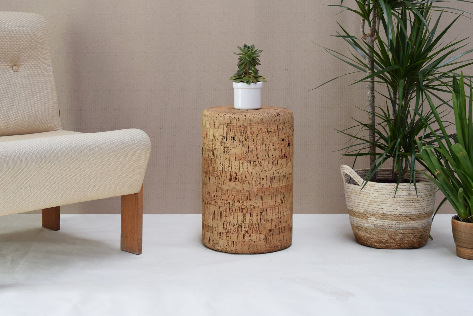 Solid Cork Barrel Stool: Handcrafted Portuguese Cork