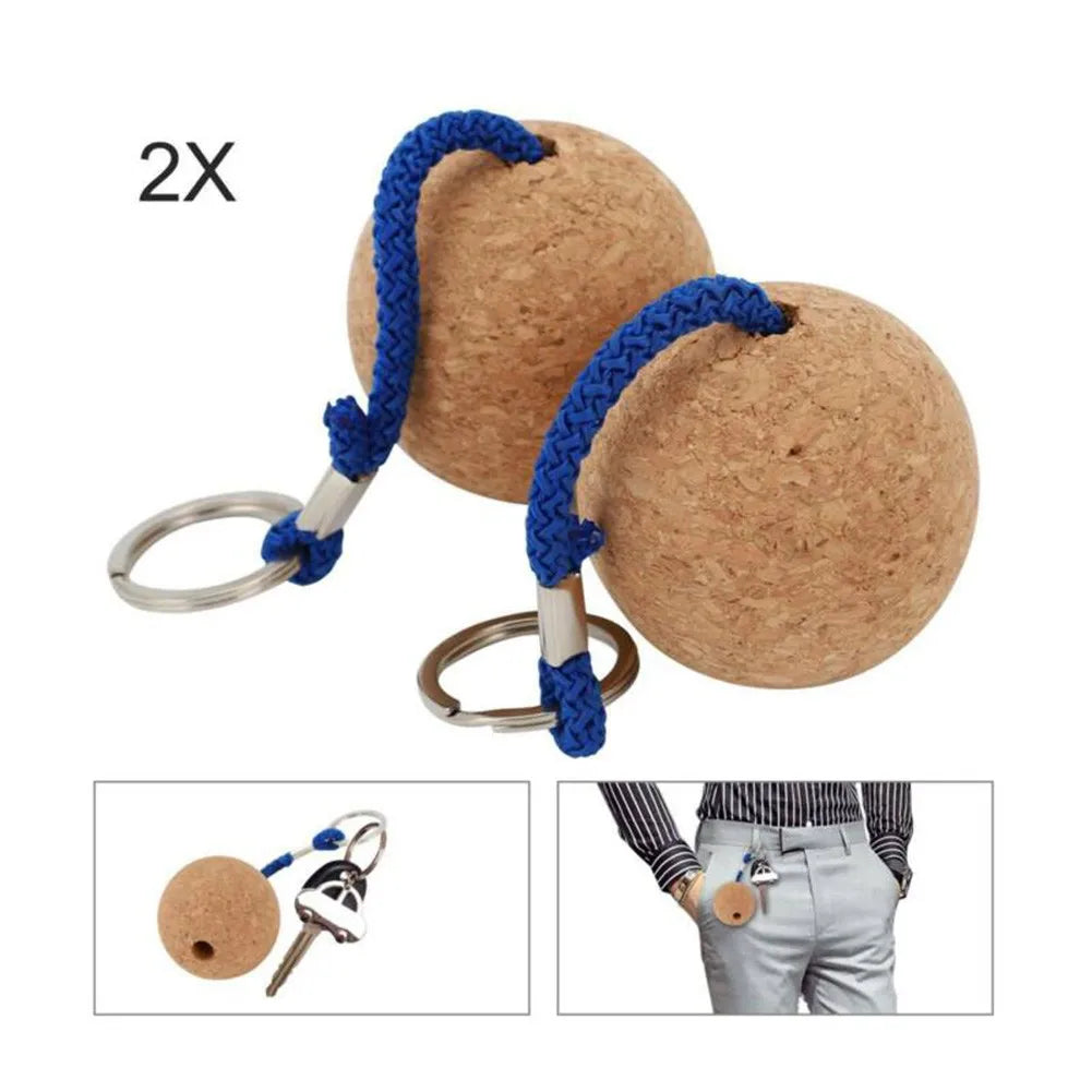 Floating Cork Ball Keychains — Set of 2
