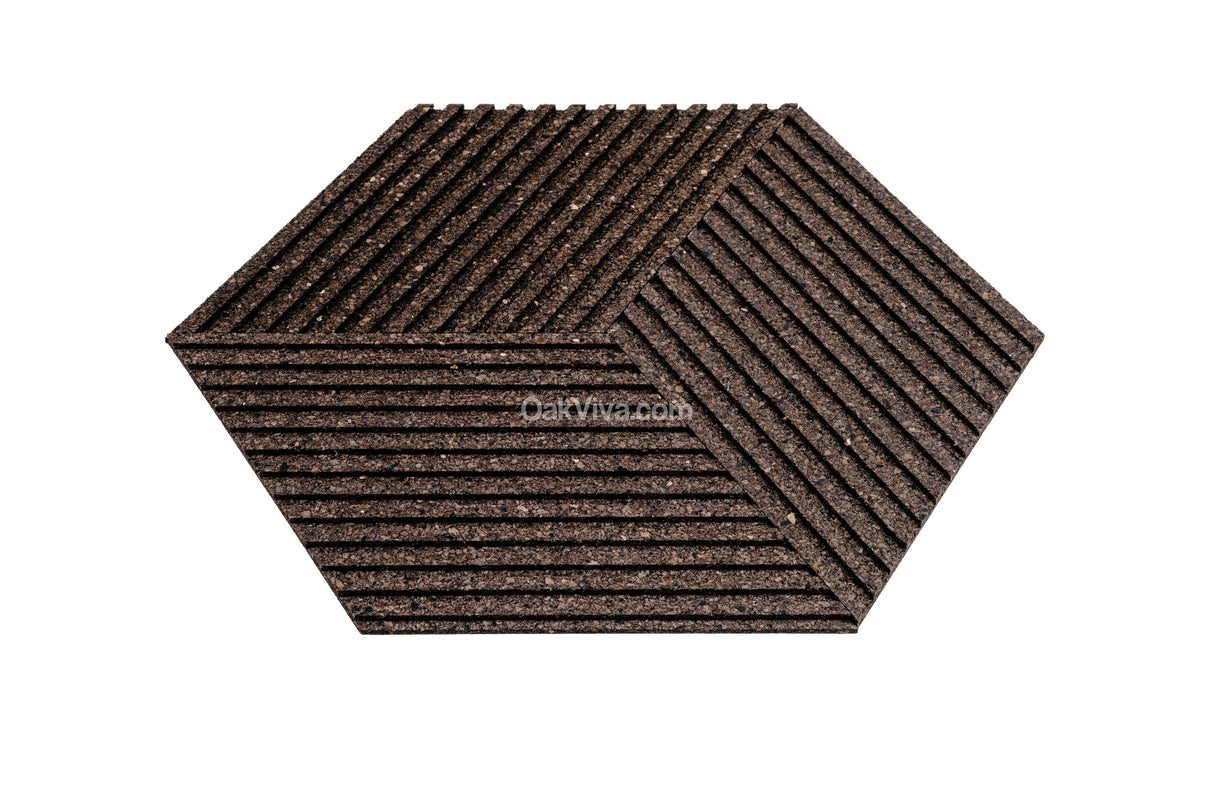 Stripe Rhombus in Natural Black - 12 Tiles Box