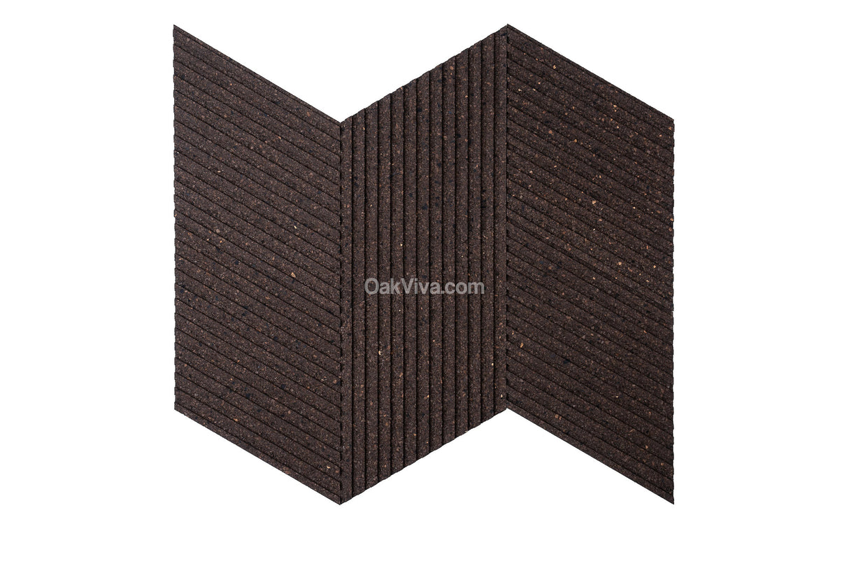 Stripe Rhombus in Natural Black - 12 Tiles Box