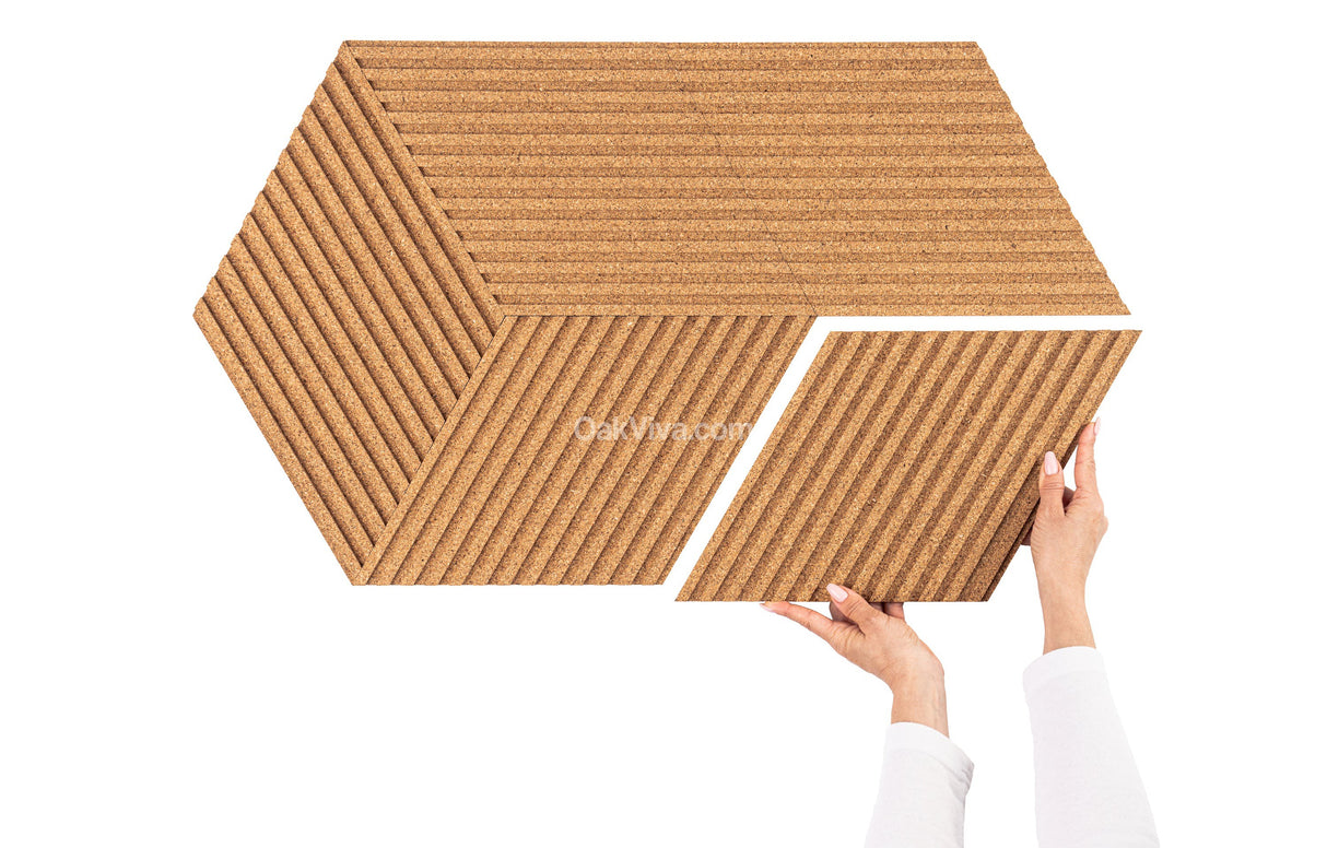 Stripe Rhombus - 12 Cork Tiles Box