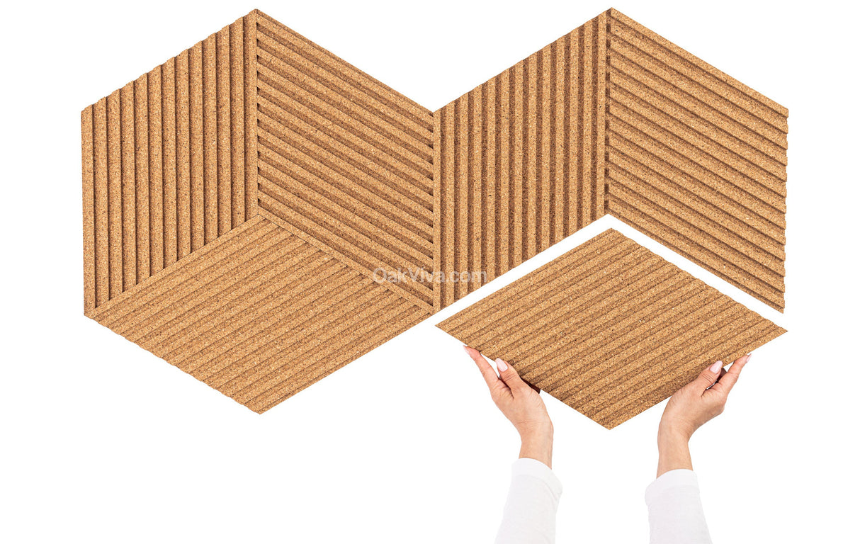 Stripe Rhombus Cork Tiles - 6 Tiles Box