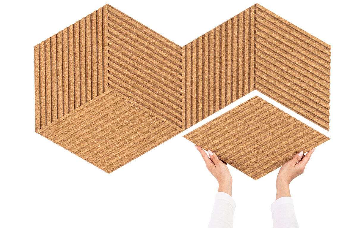 Stripe Rhombus - 12 Cork Tiles Box