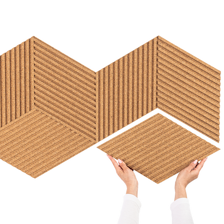 Stripe Rhombus Cork Tiles - 6 Tiles Box