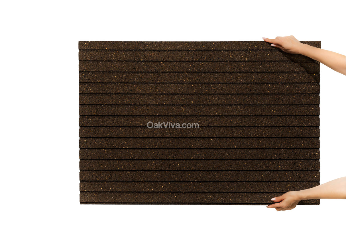 Stripes - Cork Wall Tiles in Natural Black Color