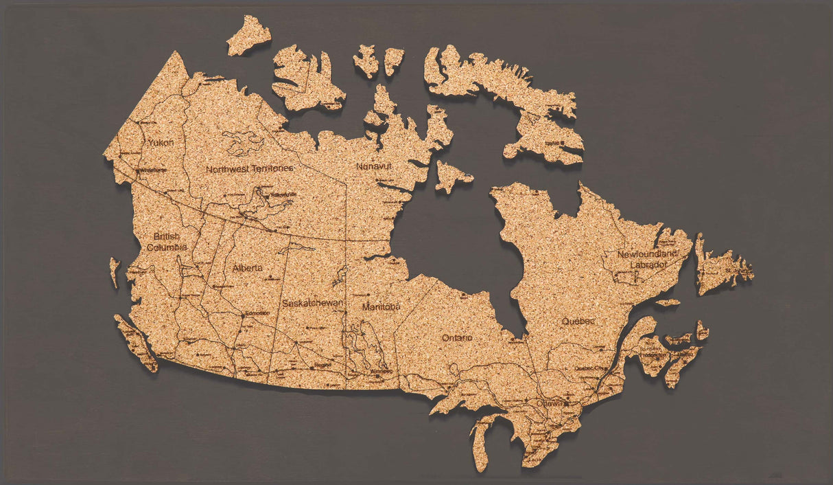 Canada 3D Cork Travel Map | 44" x 24"-3