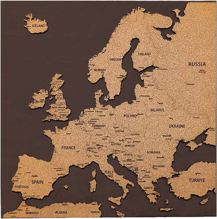 Europe 3D Cork Push Pin Map | Labelled | 36" x 36"-3