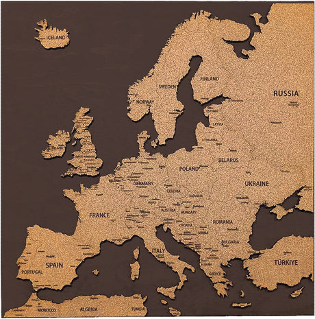 Europe 3D Cork Push Pin Map | Labelled | 36" x 36"-3