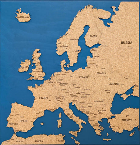 Europe 3D Cork Push Pin Map | Labelled | 36" x 36"-1