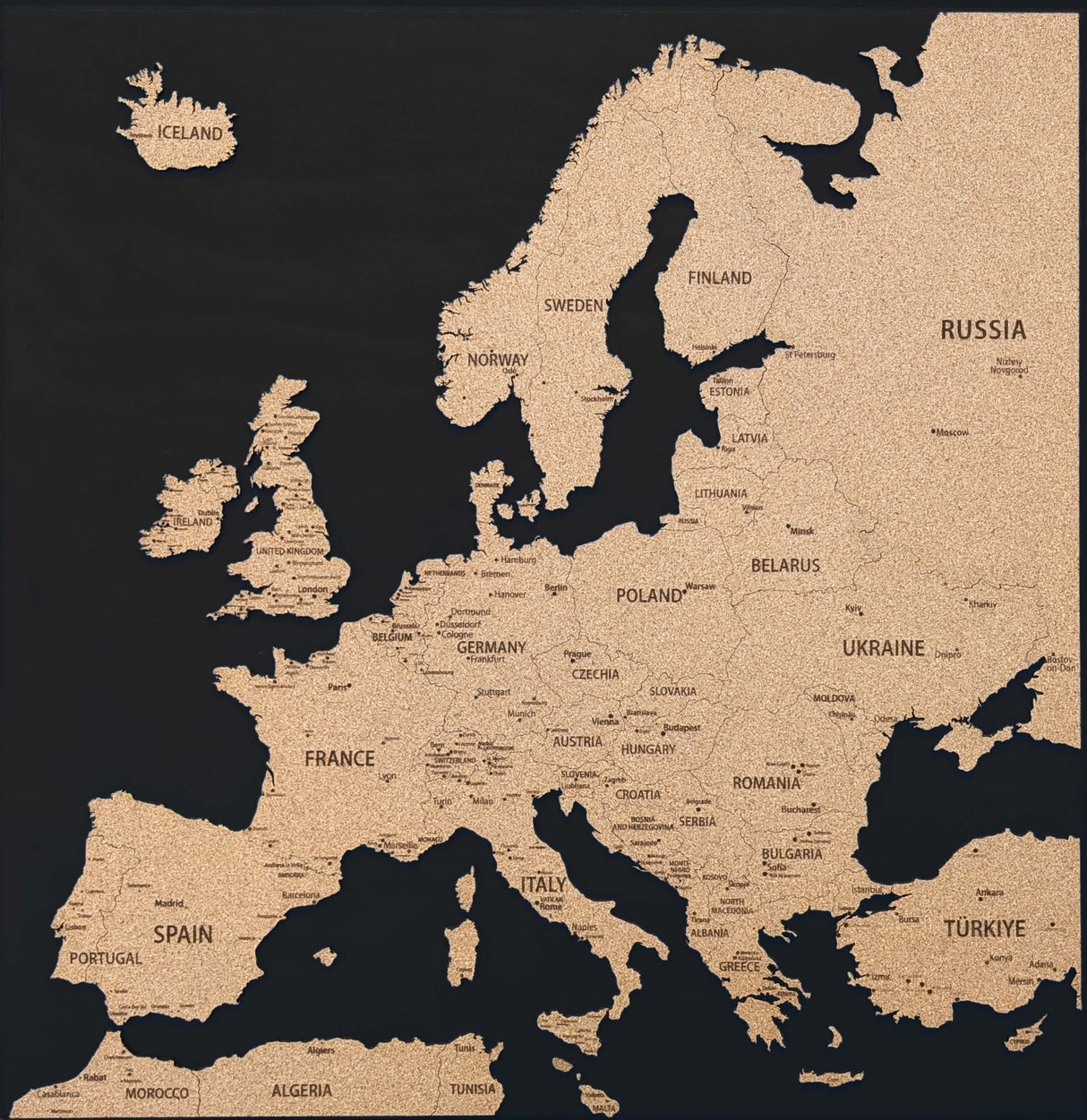 Europe 3D Cork Push Pin Map | Labelled | 36" x 36"-5